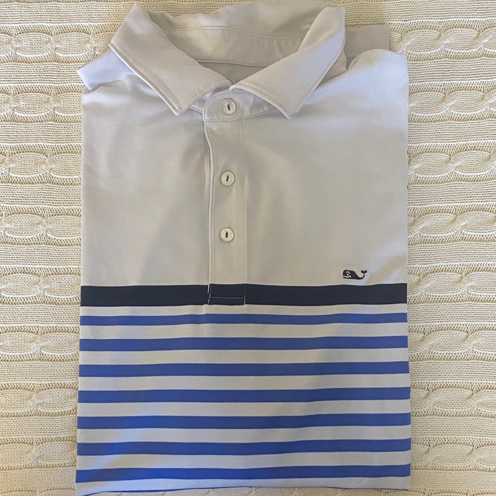 Vineyard Vines Blue and White Striped Polo